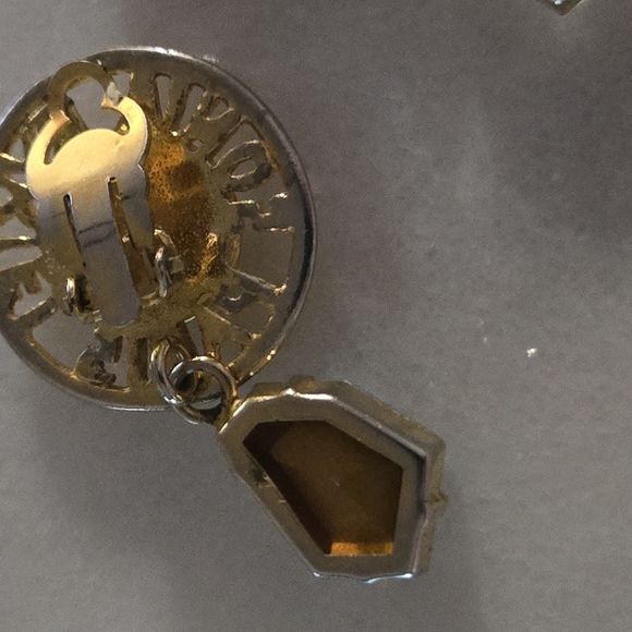 RARE FIND SONIA RYKIEL PARIS GOLD TONE CLIP ON EARRINGS WITH RHINESTONE - Picture 5 of 7